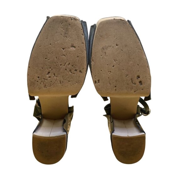 Jeffrey Campbell Women’s Blue & Black Leather Block Heel Peep Toe Sandals Sz 8M - Picture 8 of 9